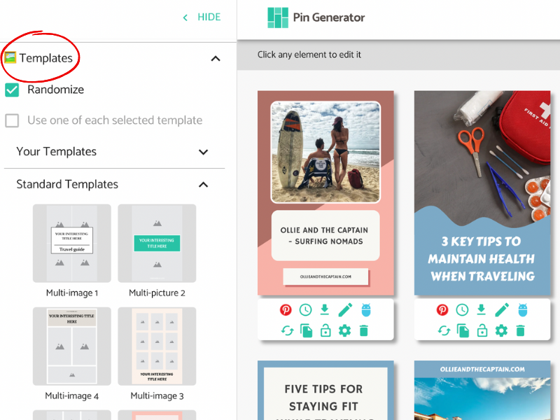 How to access more templates in Pin Generator