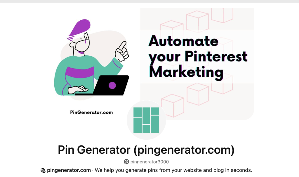 Pin Generator well-optimized profile for growing Pinterest followers