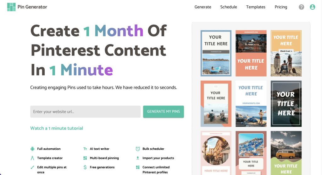 Pin Generator Home Screen
