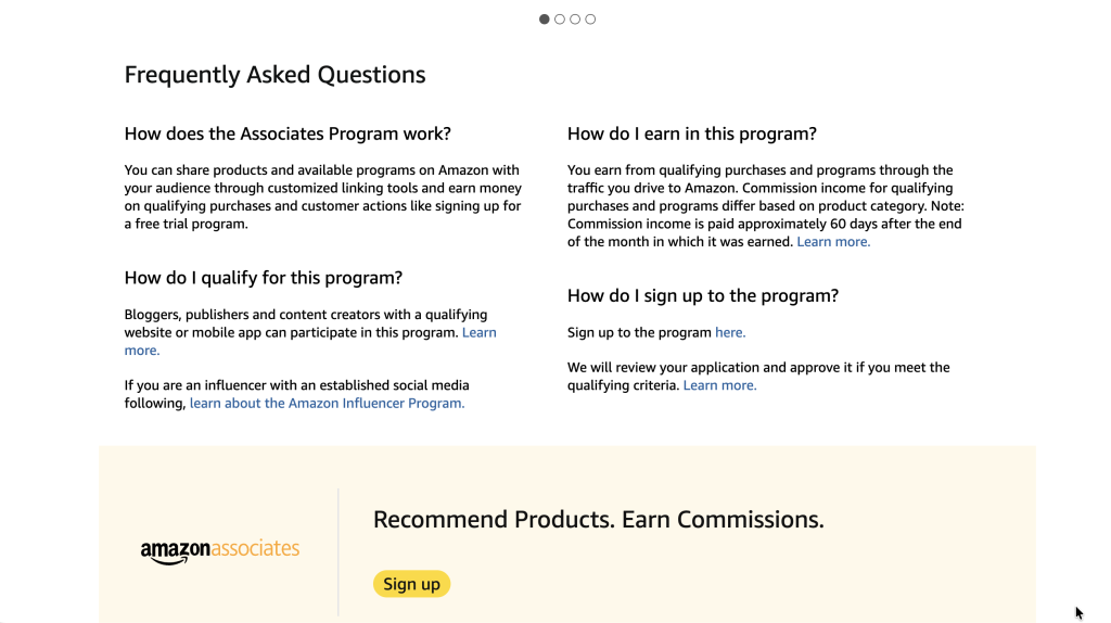 signup page for amazon associates