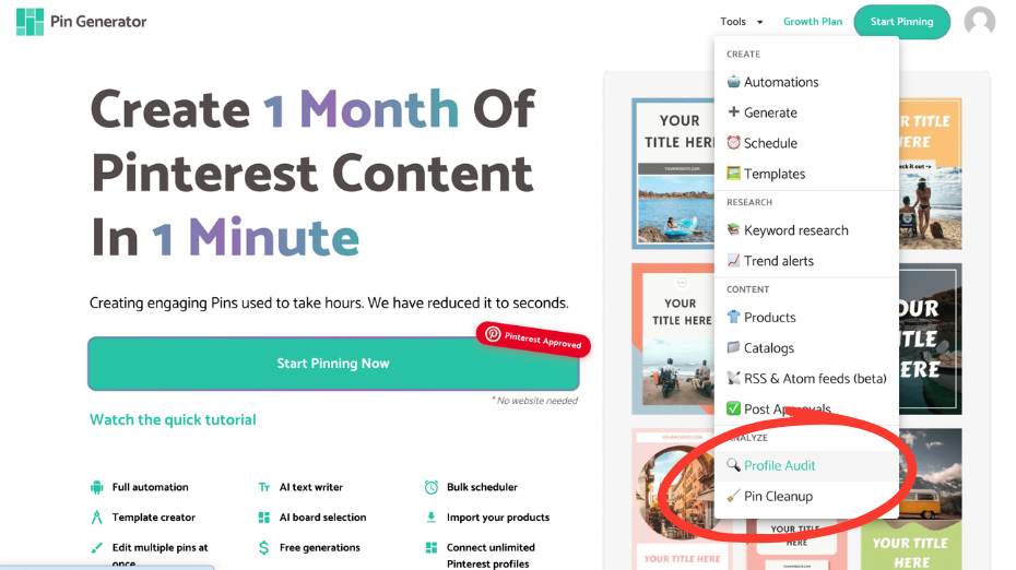 Photo of Pinterest Audit in Menu