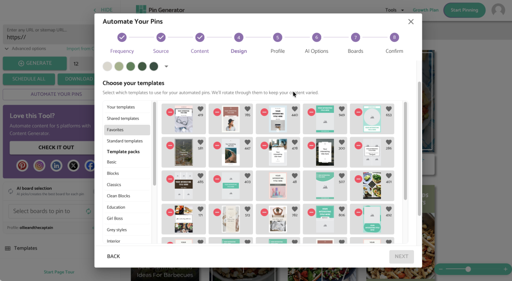 Example of templates in Pin Generator automation workflow