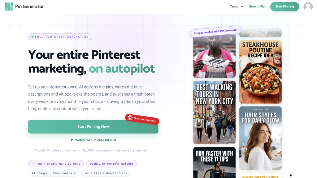 New Pin Generator Homepage