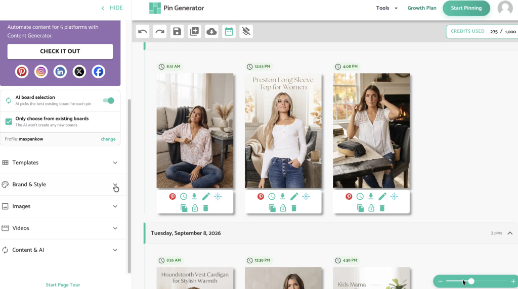 Example of pin images from shopify automation